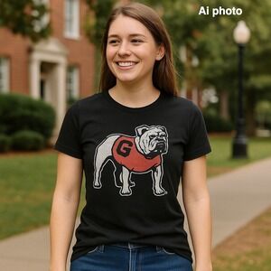 League Collegiate Georgia Bulldogs T Shirt Womens M. Slim Fit Black‎ Go DAWGS